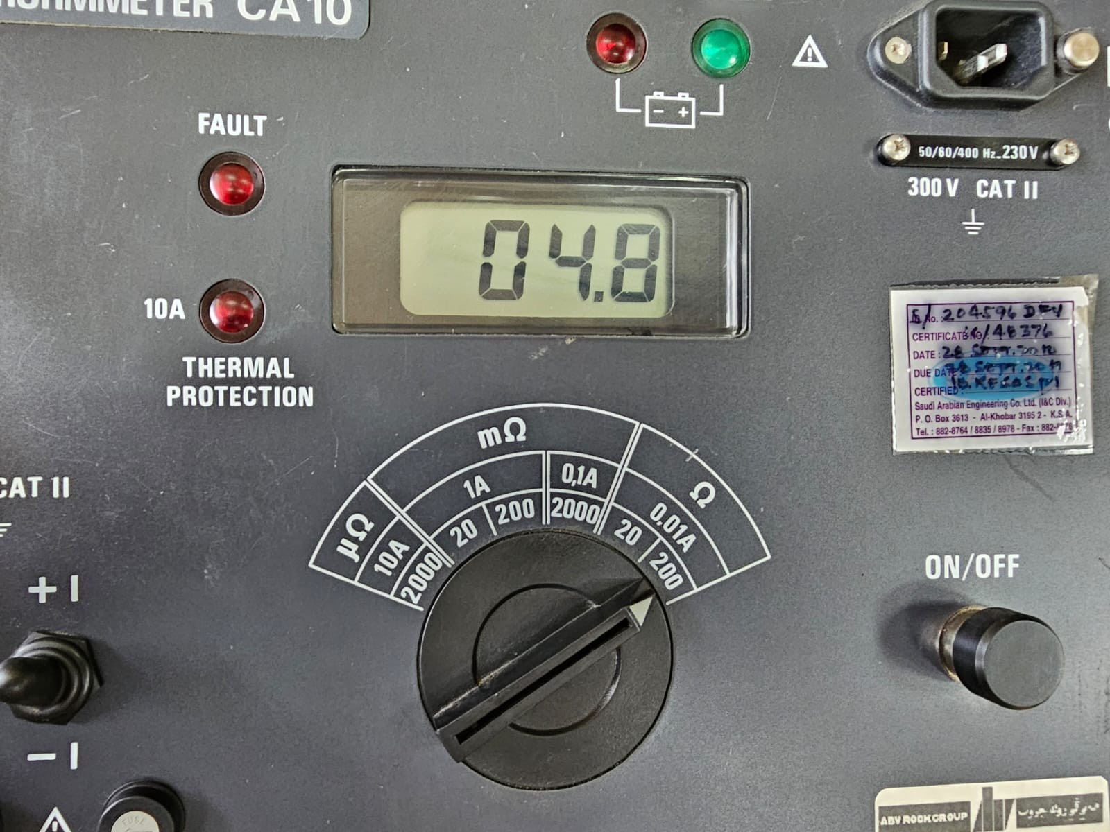 CHAUVIN ARNOUX CA10 MICROHMMETER 230V 20VA
