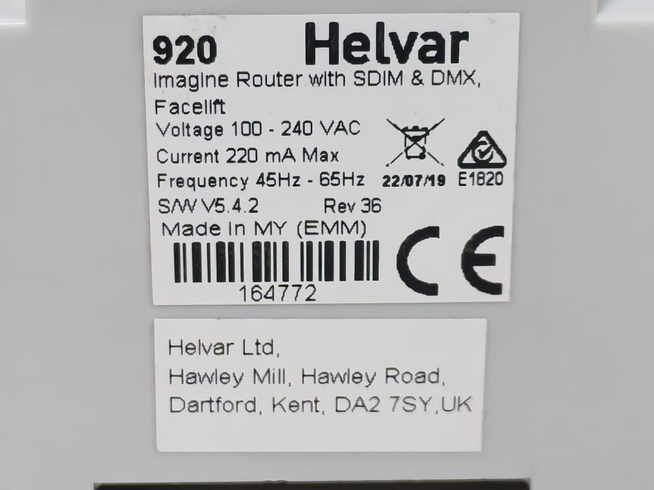 Helvar 920 Helvar 920 Imagine Router with SDIM & DMX SW V5.4.2 Rev.36 3