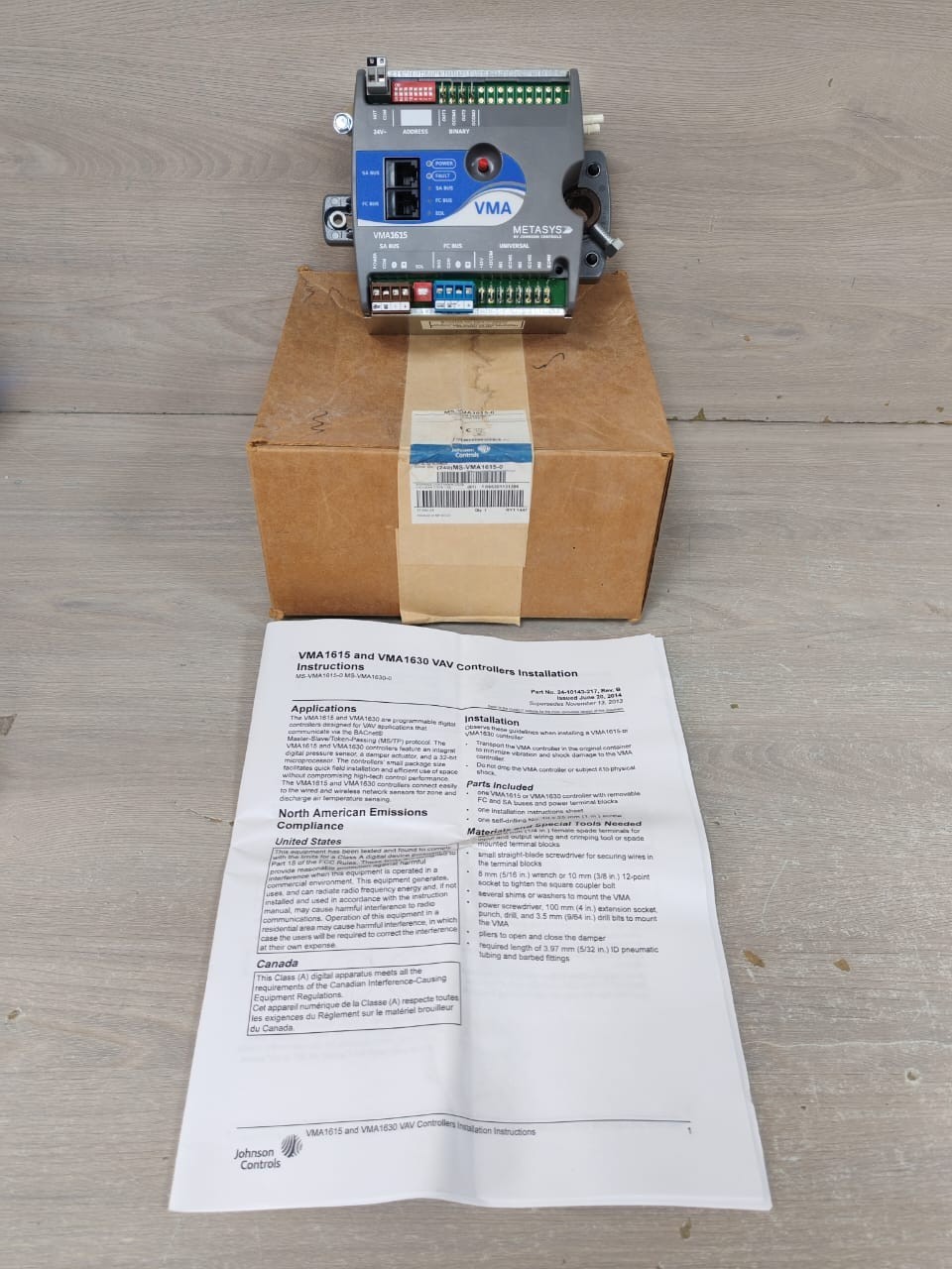 Johnson Controls MS-VMA1615-0 Actuator Assembly Cooling 37-582-1 Rev.K Ver 6.1
