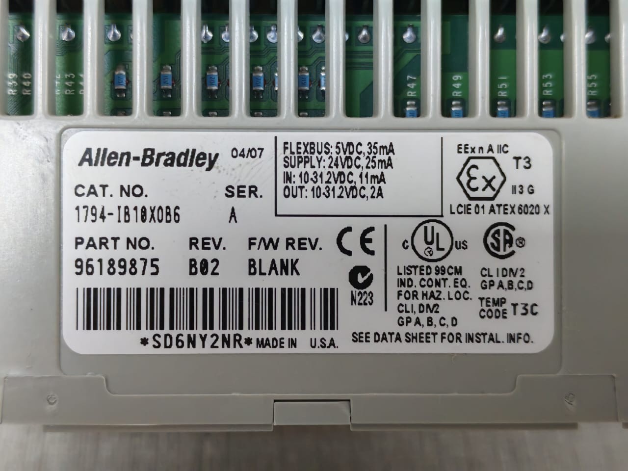 Allen-Bradley 1794-IB10X0B6 /1794-TB3 SER.A ALLEN-BRADLEY 1794-IB10X0B6 /1794-TB3 SER.A FLEX I/O DIGITAL MODULE 8