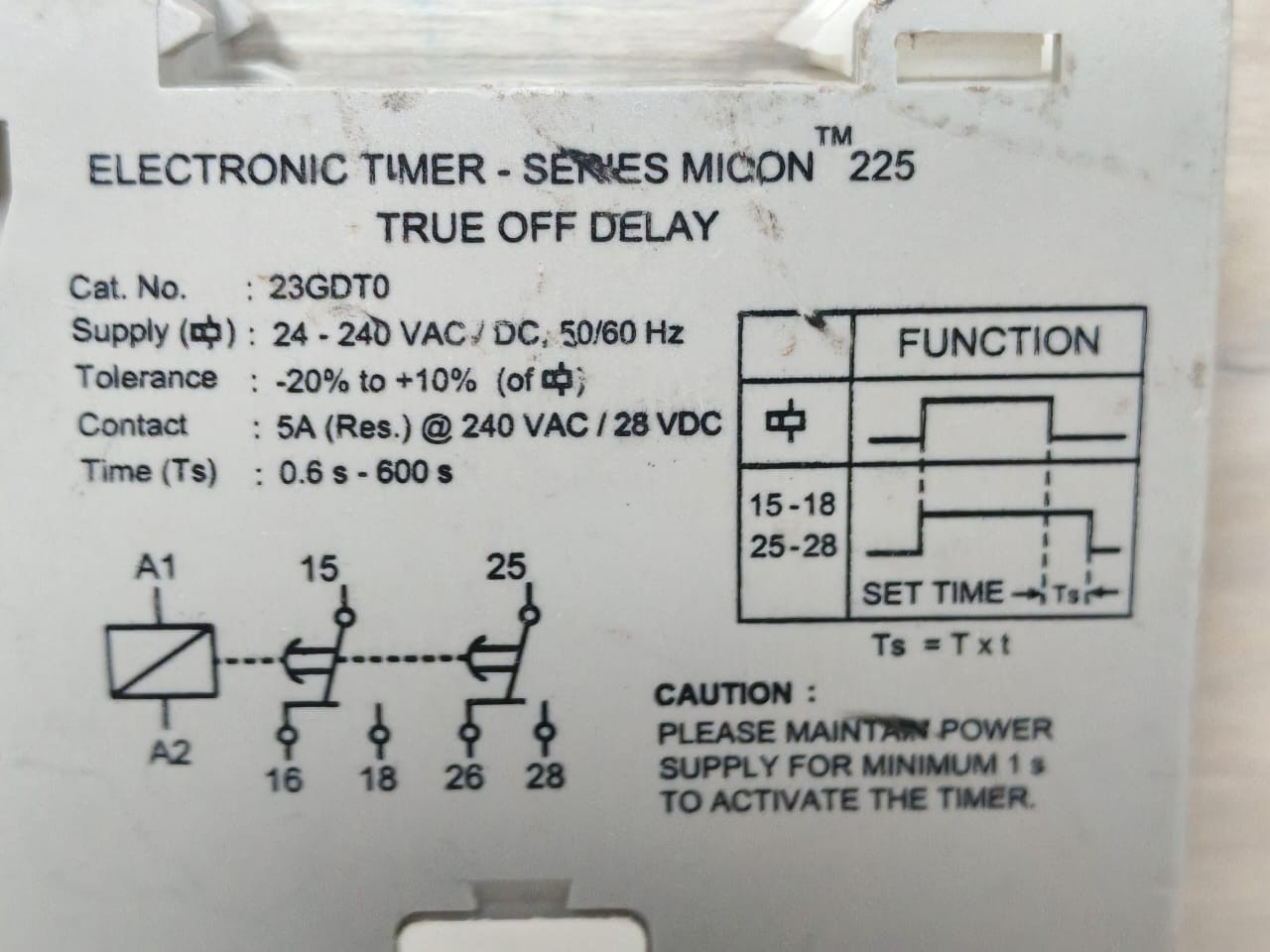 GIC 23GDT0 GIC 23GDT0 ELECTRONIC TIMER SERIES MICON TRUE OFF DELAY 24-240VAC 9