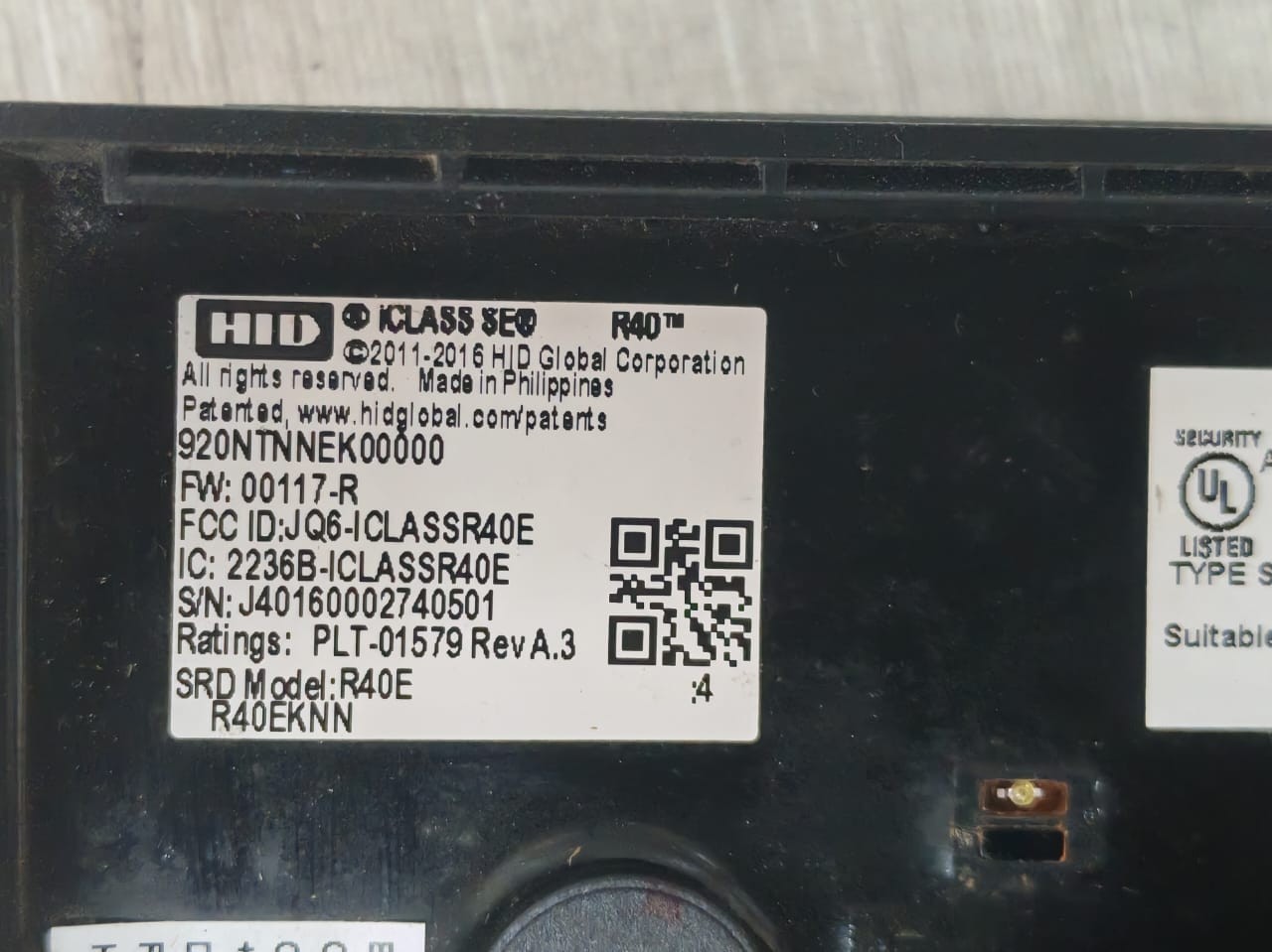 HID 920NTNNEK00000 HID iClass SE R40 Access Control Card Reader 920NTNNEK00000 R40EKNN FW.00117-R 2