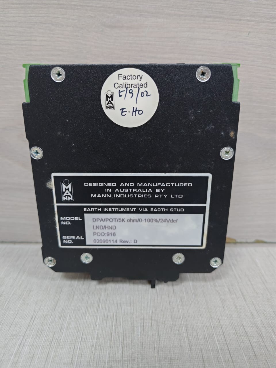 Mann DPA/POT/5K ohm/0-100%24Vdc/LND/HND MANN DPA/POT/5K ohm/0-100%24Vdc/LND/HND REV.D DUAL SETPOINT PROCESS ALARM MODULE 4