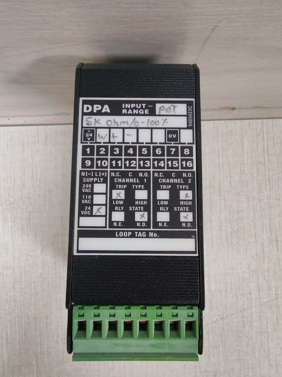 Mann DPA/POT/5K ohm/0-100%24Vdc/LND/HND MANN DPA/POT/5K ohm/0-100%24Vdc/LND/HND REV.D DUAL SETPOINT PROCESS ALARM MODULE 5