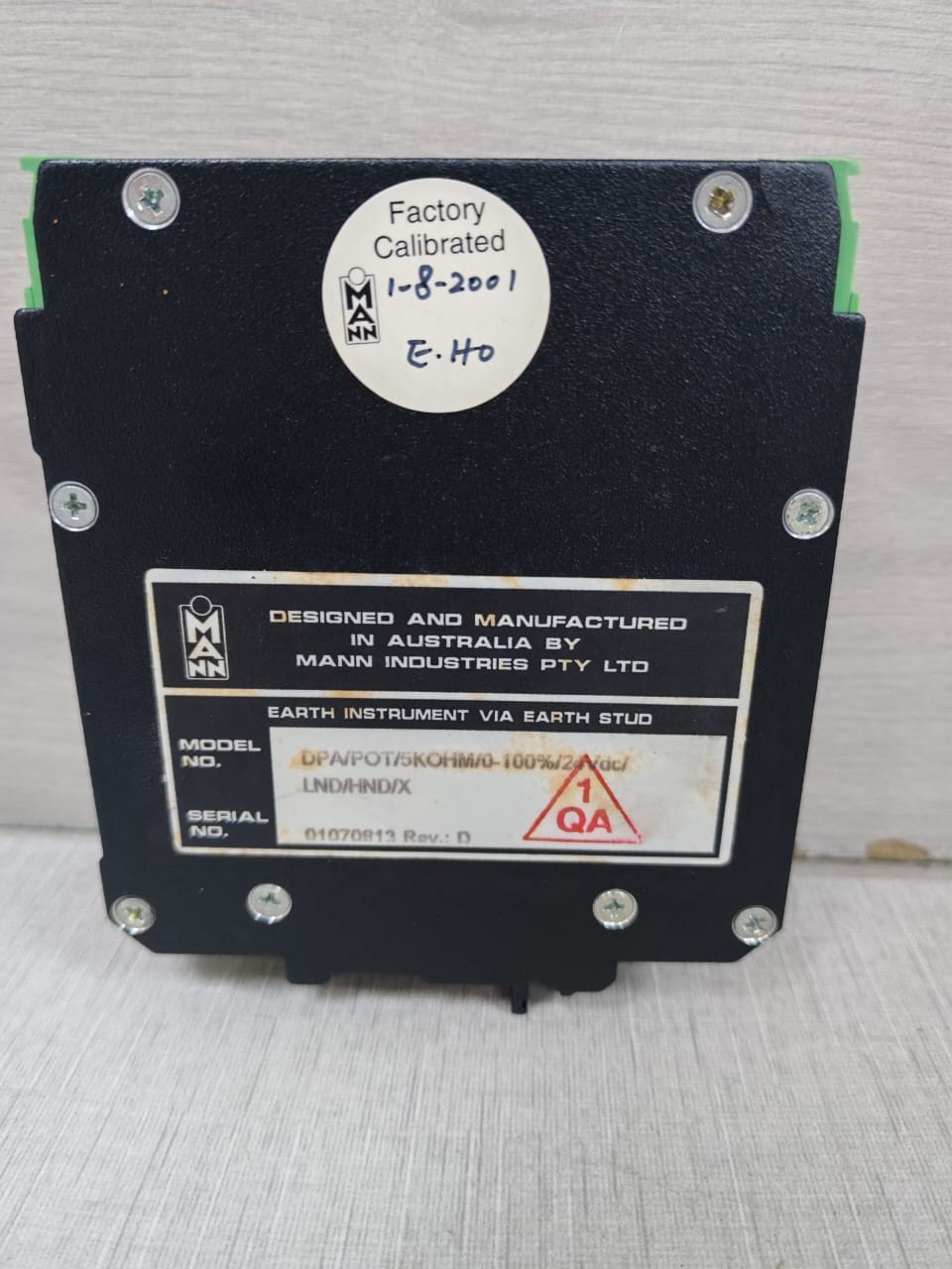 Mann DPA/POT/5KOHM/0-100%24Vdc/LND/HND/X MANN DPA/POT/5KOHM/0-100%24Vdc/LND/HND/X DUAL SETPOINT PROCESS ALARM MODULE 7