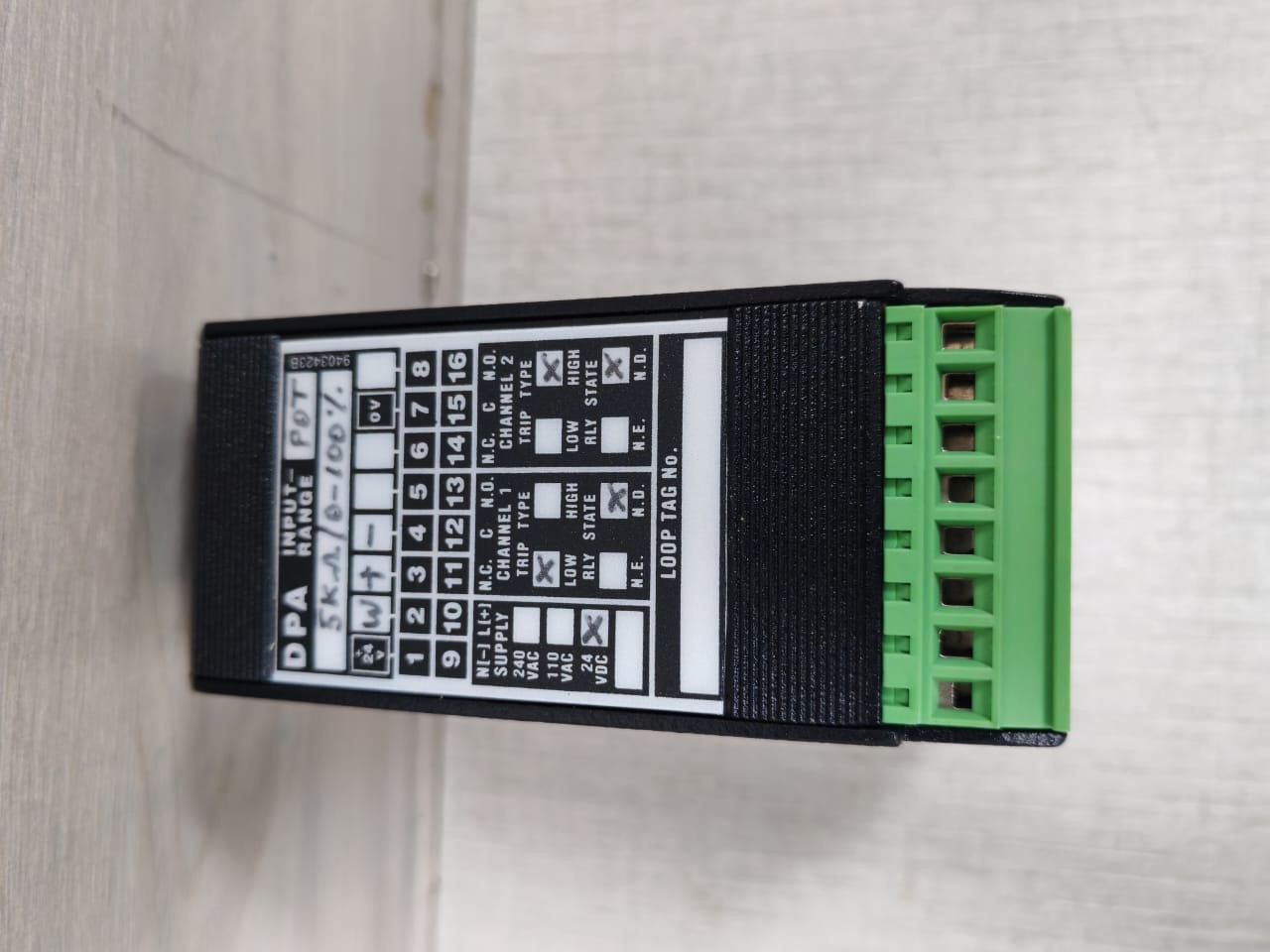 Mann DPA/POT/5KOHM/0-100%24Vdc/LND/HND/X MANN DPA/POT/5KOHM/0-100%24Vdc/LND/HND/X DUAL SETPOINT PROCESS ALARM MODULE 9