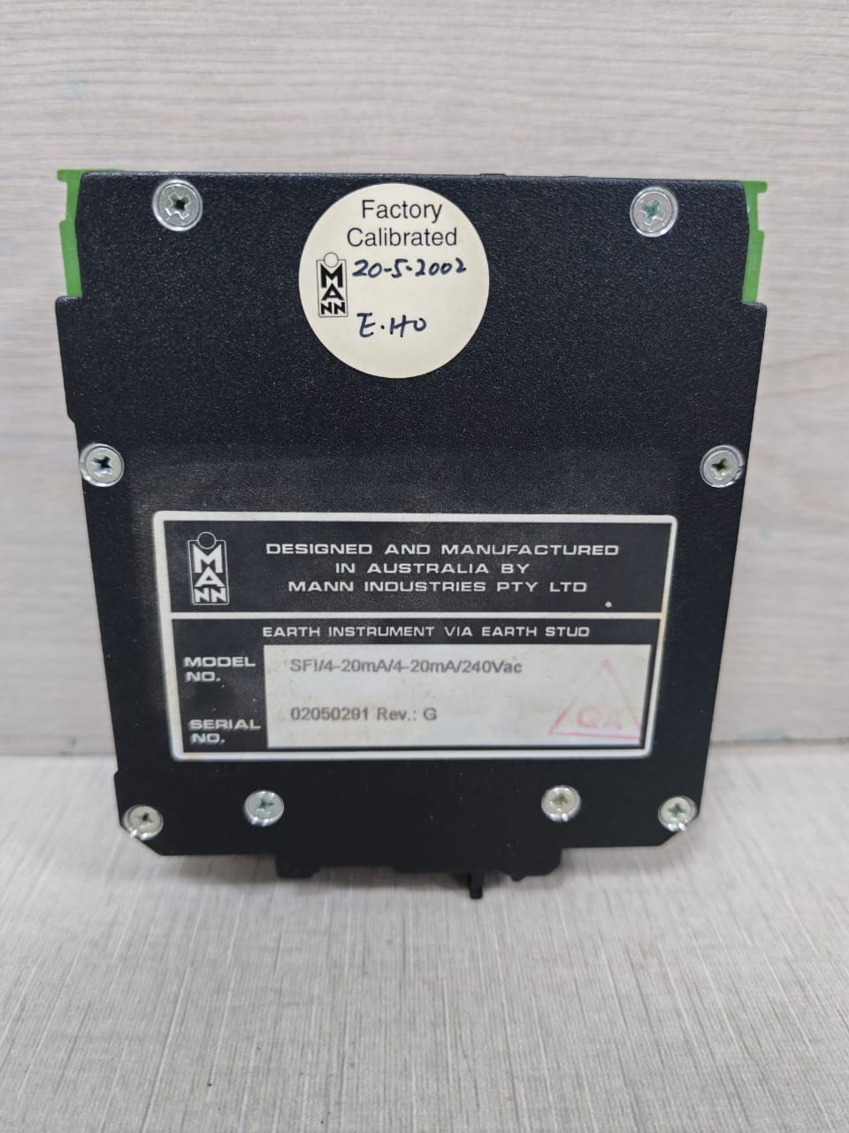 MANN SFI/4-20mA/240Vac REV.G MANN SFI/4-20mA/240Vac REV.G SINGLE CHANNEL ISOLATOR 3