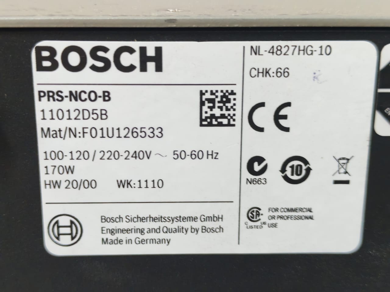 Bosch F01U126533 HW 21/05 BOSCH PRS-NCO-B / F01U126533 HW 21/05 170W NETWORK CONTROLLER -TRIED & TESTED 9