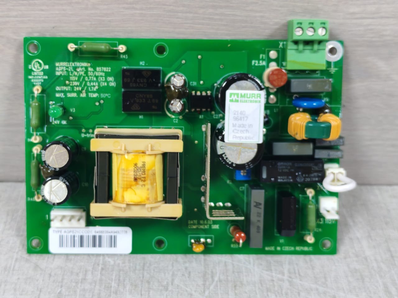 MURR ELEKTRONIK AGPS21C ART NO 857822 MURR ELEKTRONIK AGPS-21 / AGPS21C ART NO 857822 INVERTER BOARD 24V 2
