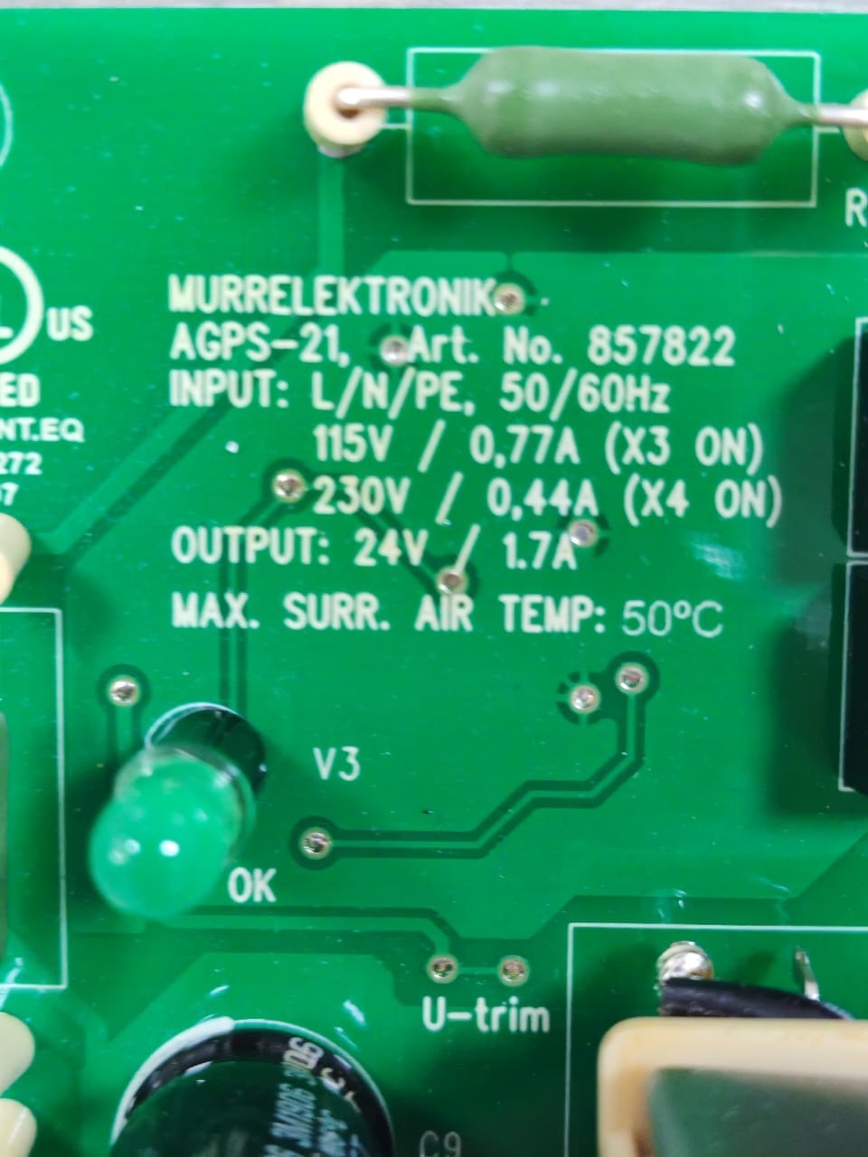 MURR ELEKTRONIK AGPS21C ART NO 857822 MURR ELEKTRONIK AGPS-21 / AGPS21C ART NO 857822 INVERTER BOARD 24V 5