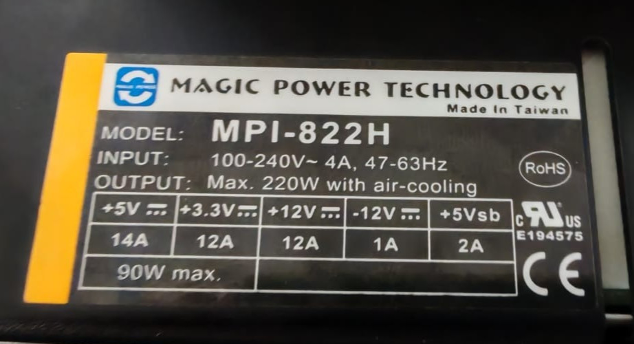 MAGIC POWER TECHNOLOGY MPI-822H MAGIC POWER TECHNOLOGY MPI-822H POWER SUPPLY 4