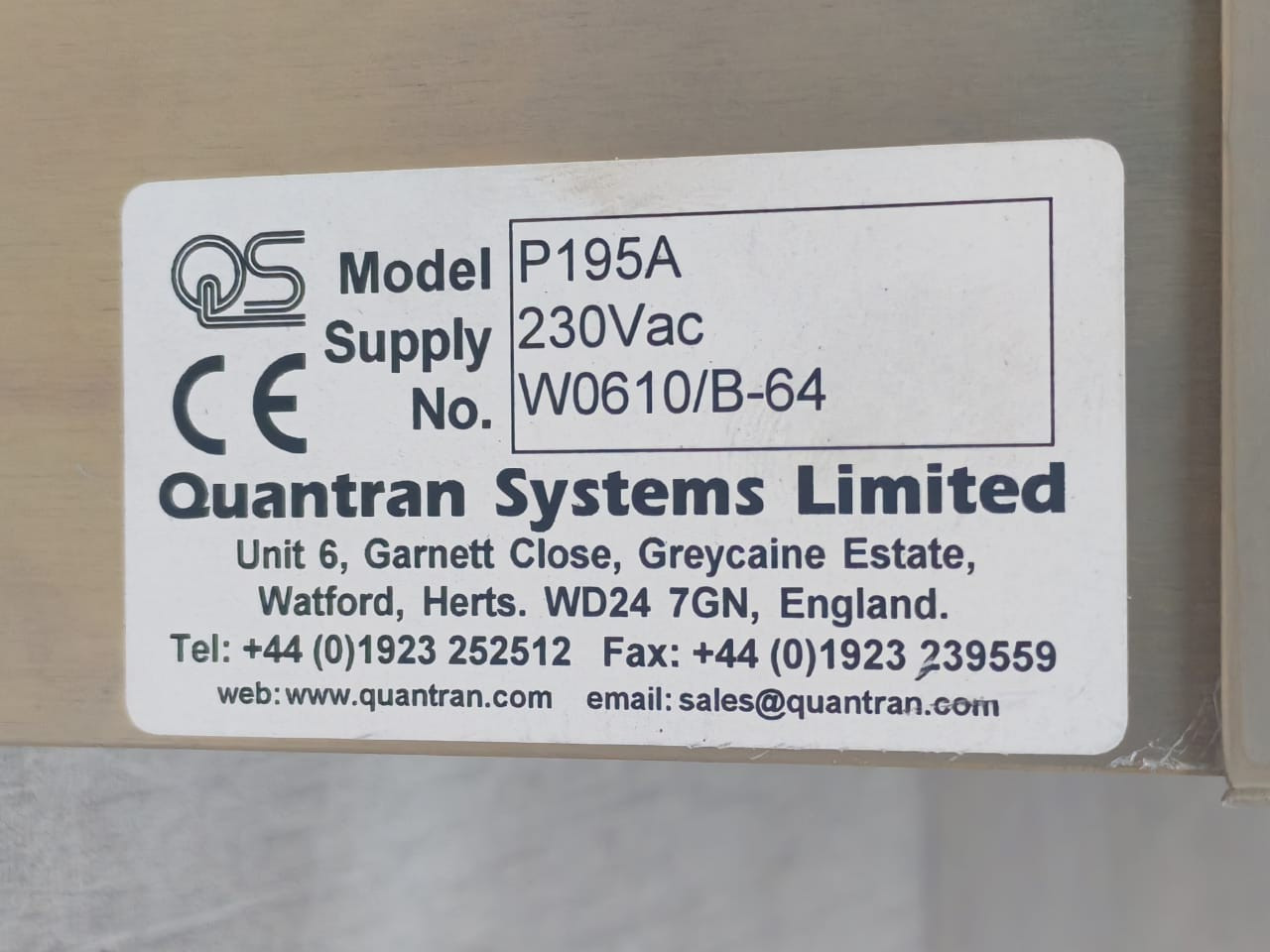 Quantran System P195A Quantran System M195A-96 with P195A Control Processor 9