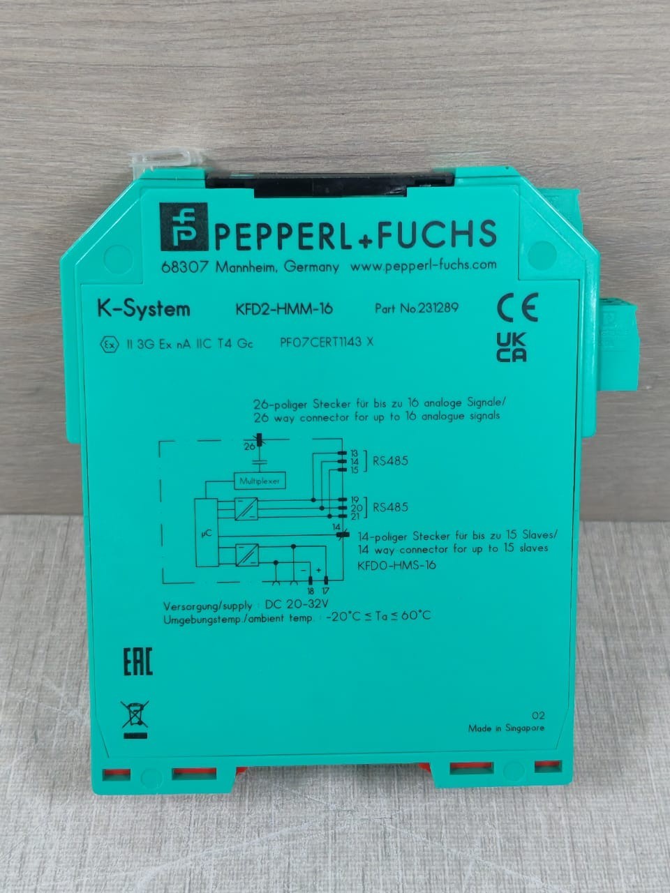 Pepperl + Fuchs 231289 Pepperl + Fuchs KFD2-HMM-16 HART MUX Primary Module 231289 6