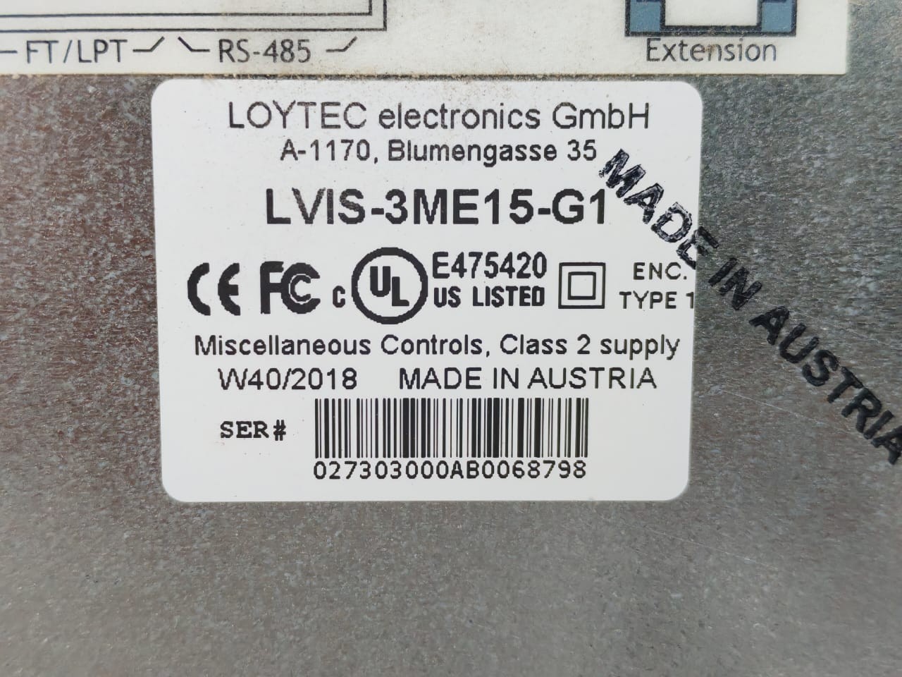 LOYTEC ELECTRONICS LVIS-3ME15-G1 LOYTEC ELECTRONICS LVIS-3ME15-G1 TOUCH PANEL 85-240VAC - W/ FILTHY BOX 10