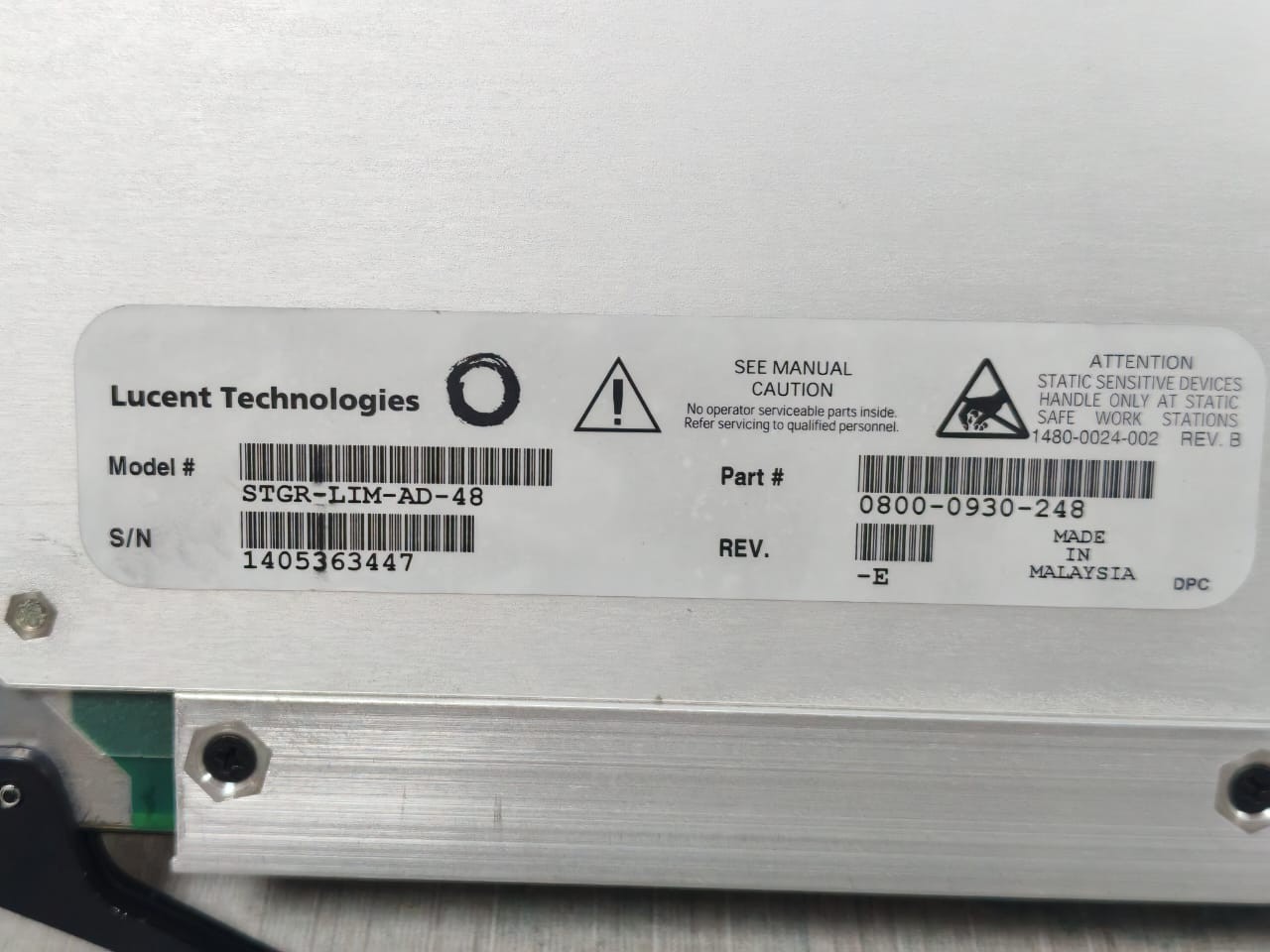 LUCENT TECHNOLOGIES STGR-LIM-AD-48 / 0800-0930-548 LUCENT TECHNOLOGIES STGR-LIM-AD-48 / 0800-0930-548 STINGER LINE INTERFACE MODULE 10