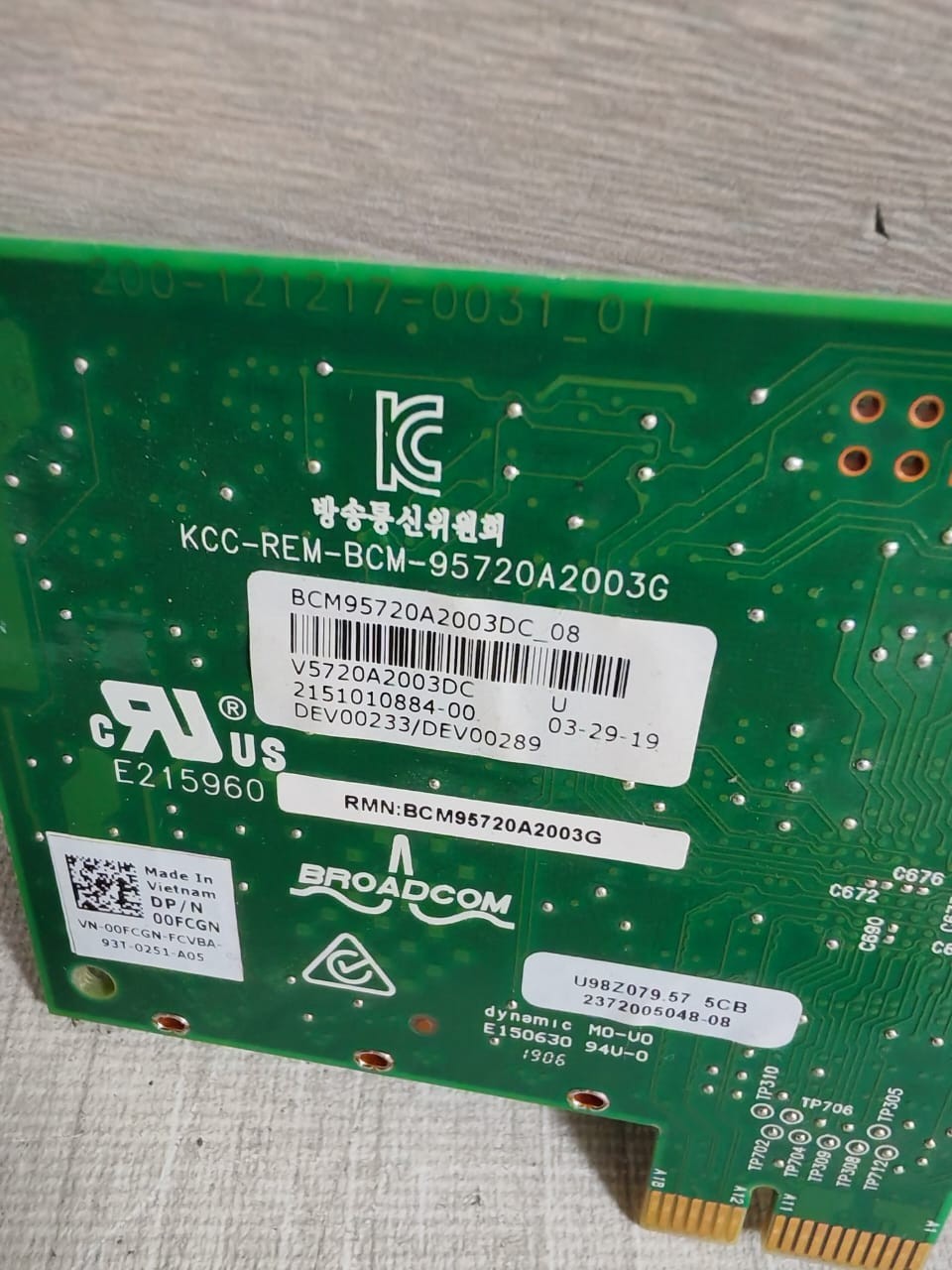 Broadcom KCC-REM-BCM-95720A2003G BROADCOM KCC-REM-BCM-95720A2003G DUAL PORT ETHERNET CARD 4