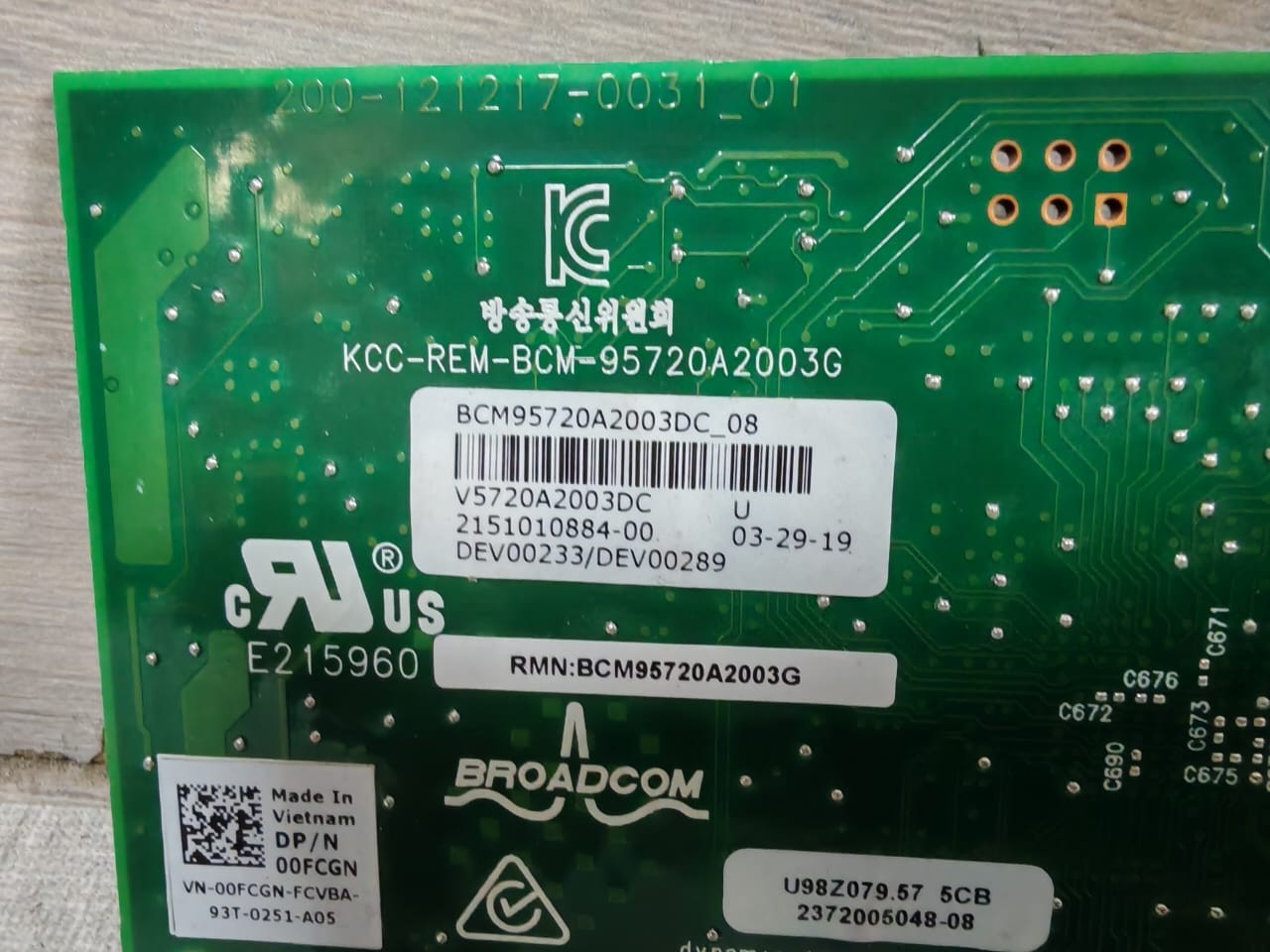 Broadcom KCC-REM-BCM-95720A2003G BROADCOM KCC-REM-BCM-95720A2003G DUAL PORT ETHERNET CARD 5