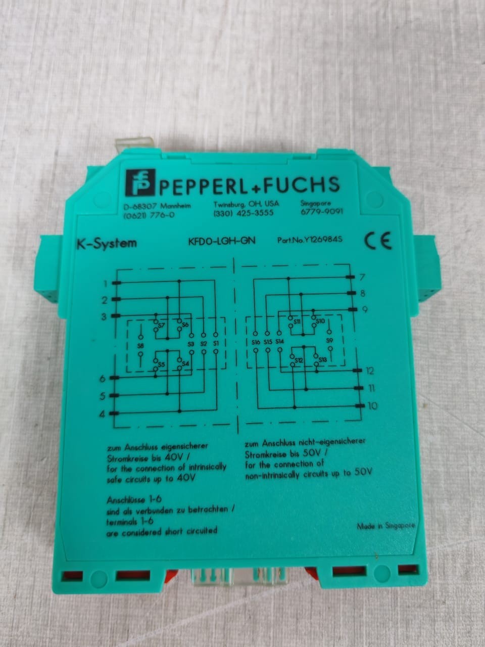 PEPPERL & FUCHS Y126984S PEPPERL & FUCHS KFDO-LGH-GN PN: Y126984S 4