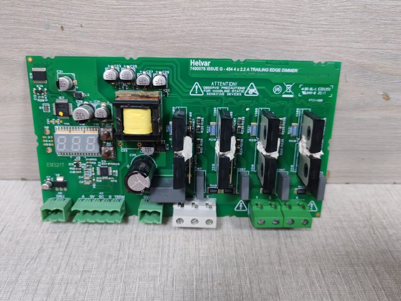 HELVAR 7490078 HELVAR 7490078 ISSUE G-454 4x2.2A TRAILING EDGE DIMMER BOARD FOR HELVAR 454 2