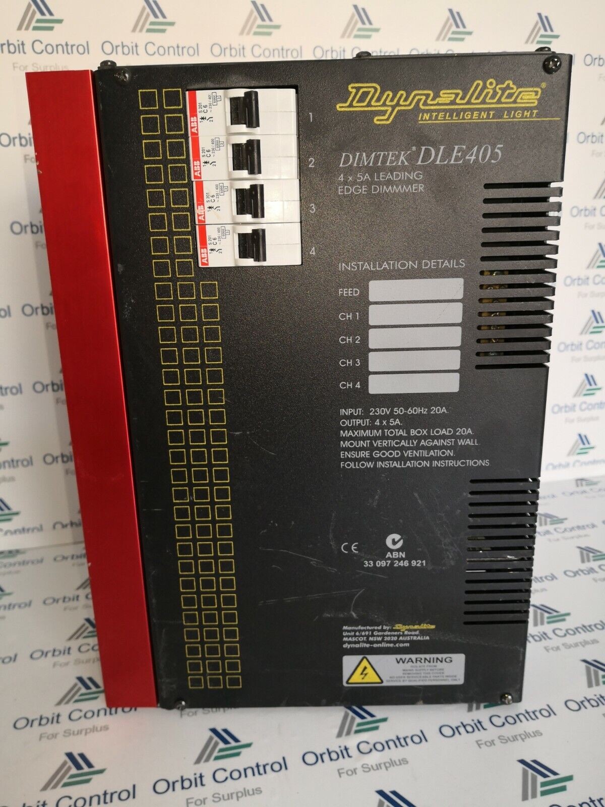Philips Dynalite DLE405 Leading Edge Dimmer Controller Dynet 4X5A 230V - 20A 1Ph