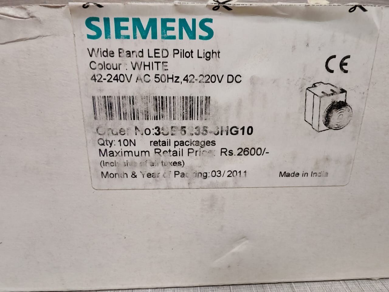 Siemens SIEMENS-3SB5235-6HG10 SIEMENS 3SB5235-6HG10 WHITE WIDE BAND LED PILOT LIGHT (1 BOX 10PCS.) 7