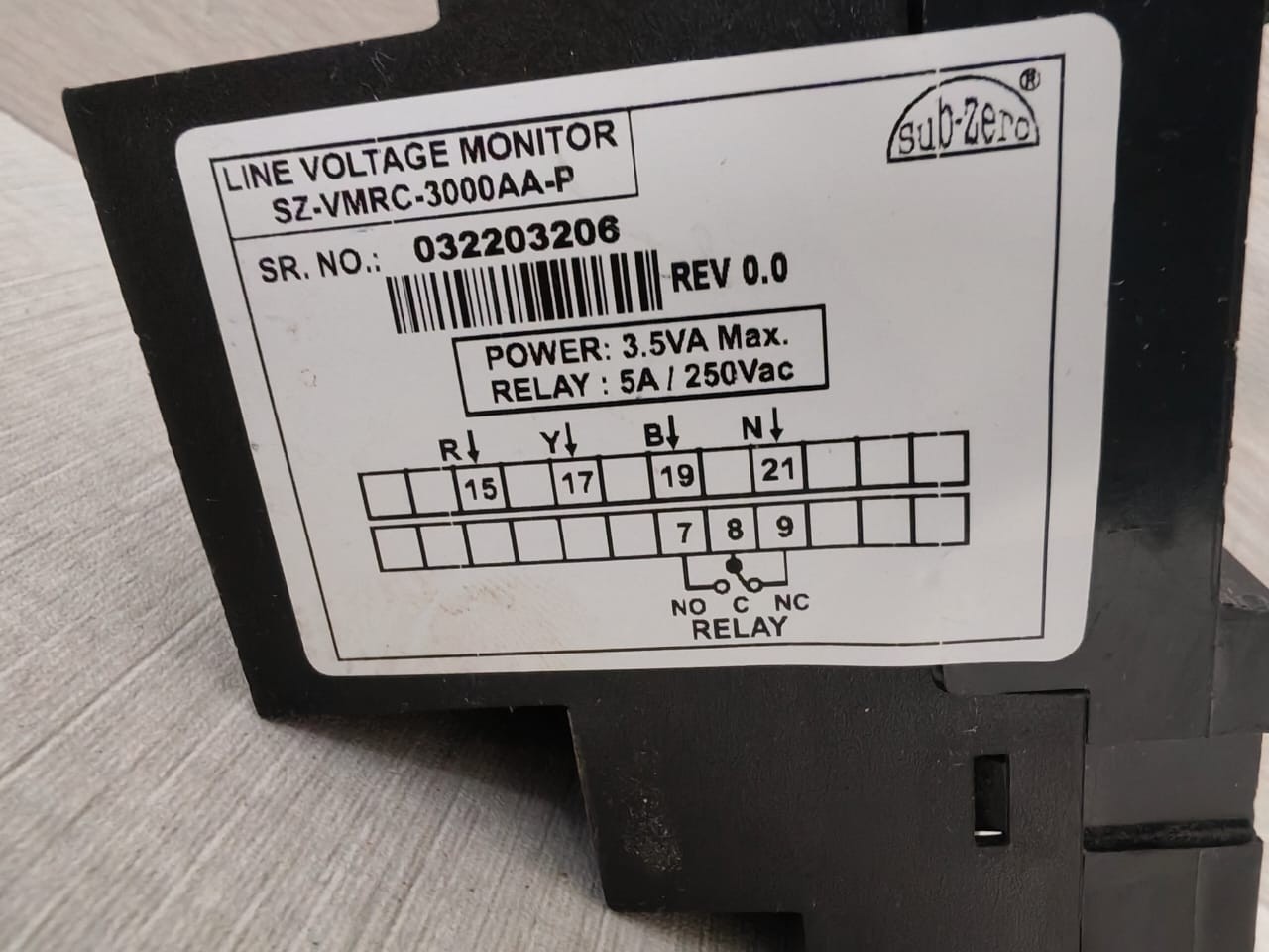 Monitor VMRC-3000AA-P SUB-ZERO SZ-VMRC-3000AA-P LINE VOLTAGE MONITOR 4