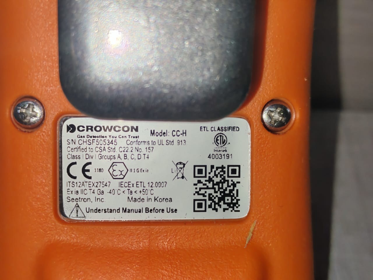 CROWCON ITS12ATEX27547 CROWCON H2S CC-H ITS12ATEX27547 GAS DETECTOR 9