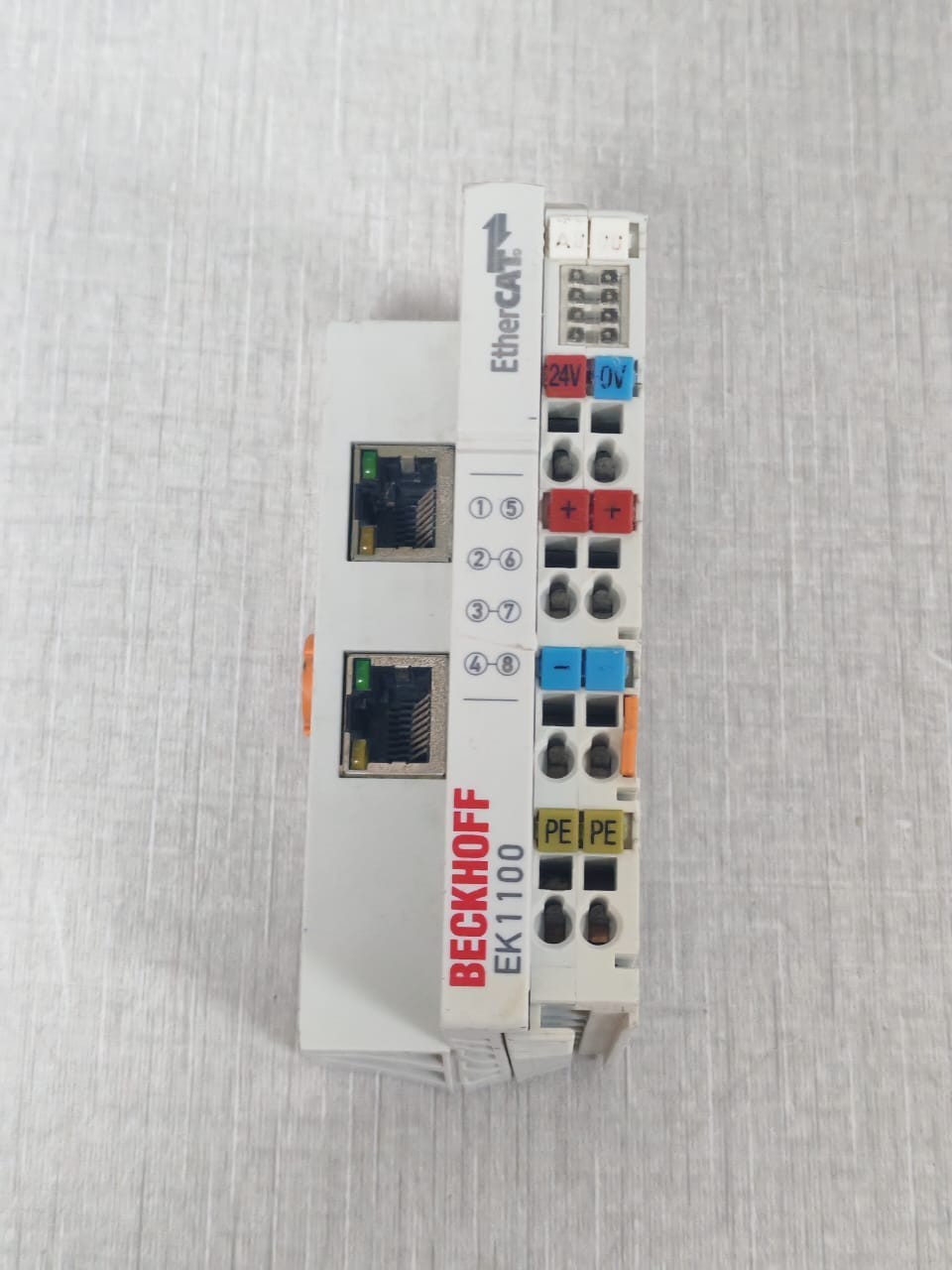 BECKHOFF EK1100 ETHERCAT COUPLER INTERFACE MODULE 24V- W/ DAMAGED PART