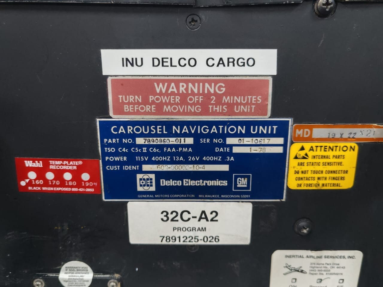DELCO ELECTRONICS 7890860-011 DELCO ELECTRONICS 7890860-011 / 7886588-011 CAROUSEL NAVIGATION UNIT 115V 400HZ 4