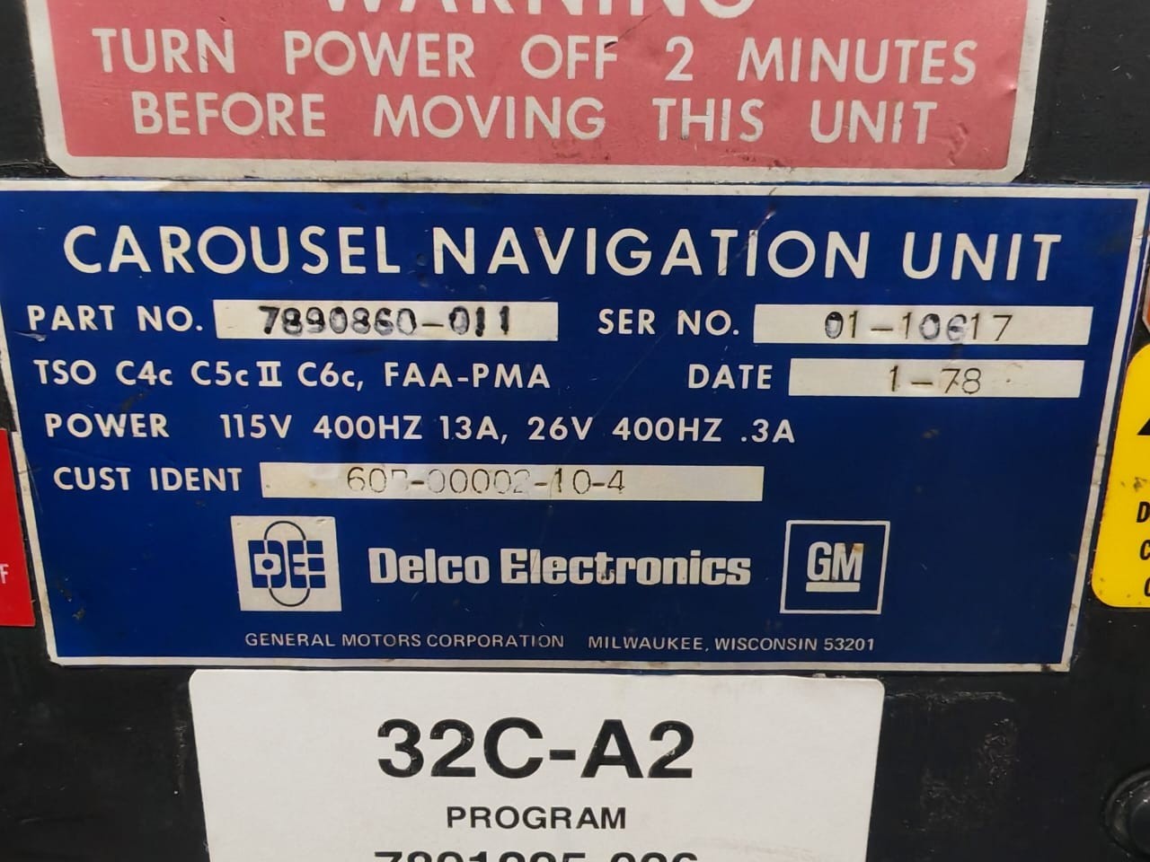 DELCO ELECTRONICS 7890860-011 DELCO ELECTRONICS 7890860-011 / 7886588-011 CAROUSEL NAVIGATION UNIT 115V 400HZ 5