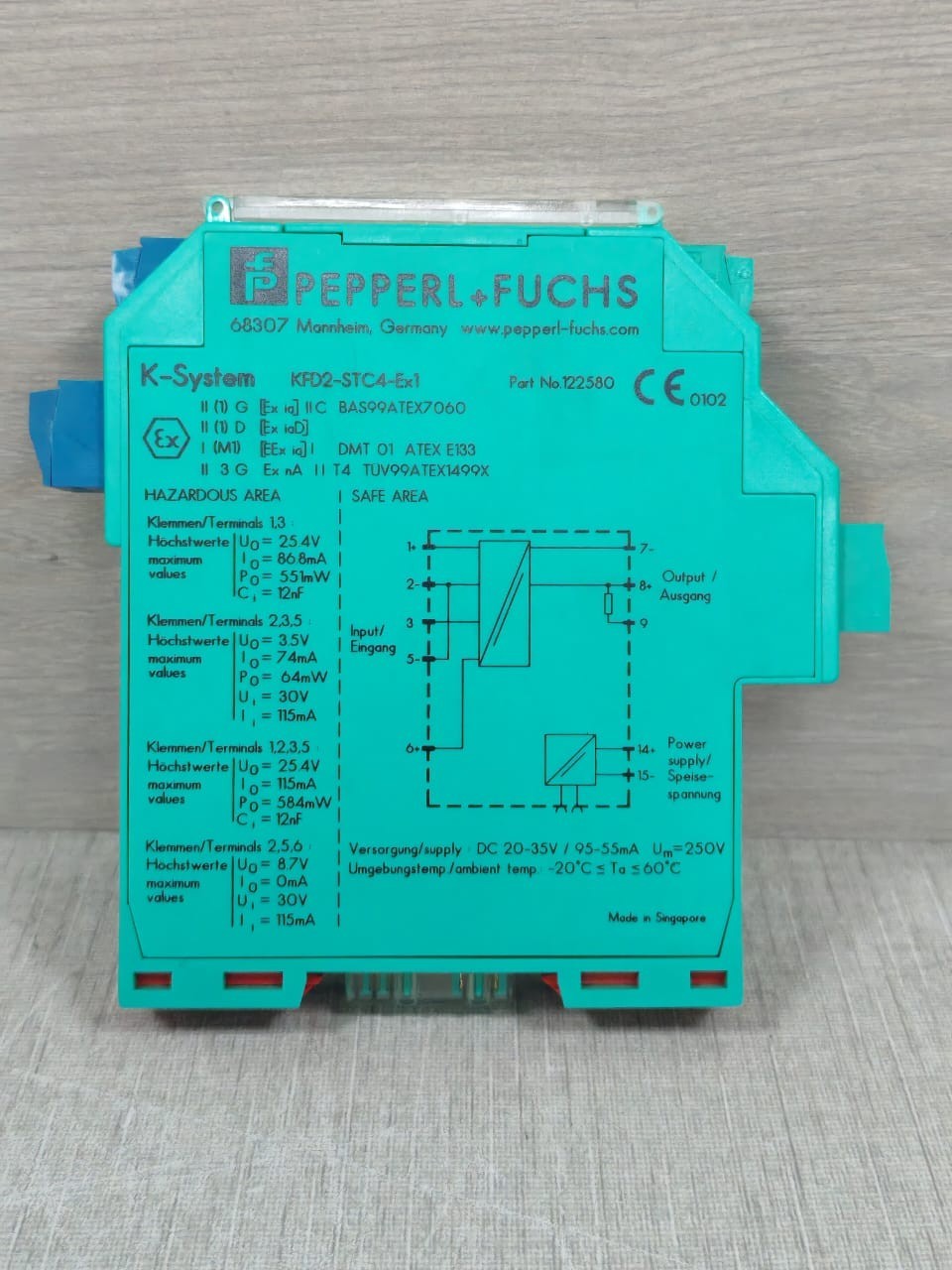 Pepperl+Fuchs KFD2-STC4-EX1 PEPPERL+FUCHS KFD2-STC4-Ex1 K-SYSTEM SMART TRANSMITTER ISOLATOR P/N: 122580 7