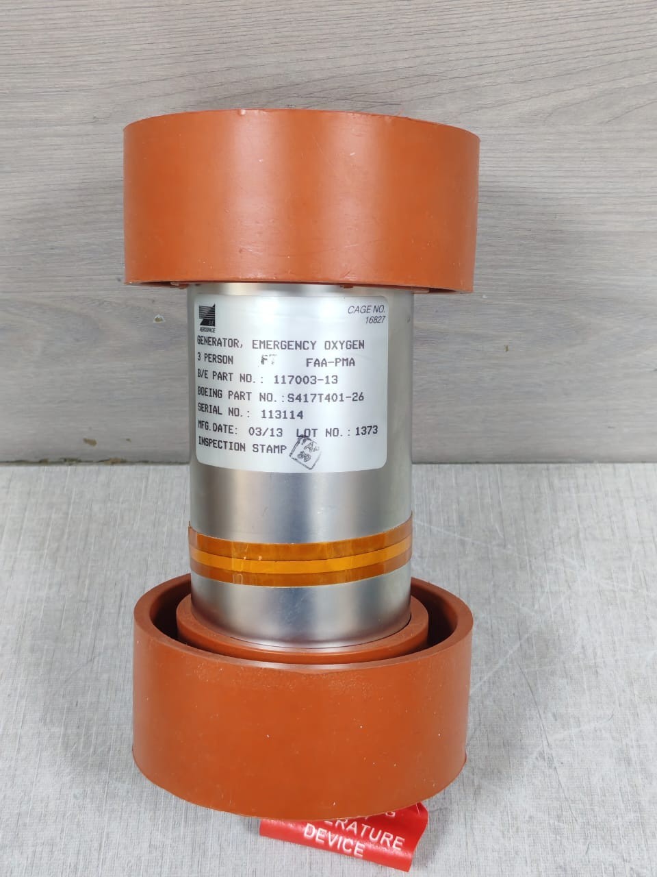 B/E AEROSPACE 117003-13 B/E AEROSPACE 117003-13 EMERGENCY GENERATOR CAGE NO.16827 FAA-PMA 2
