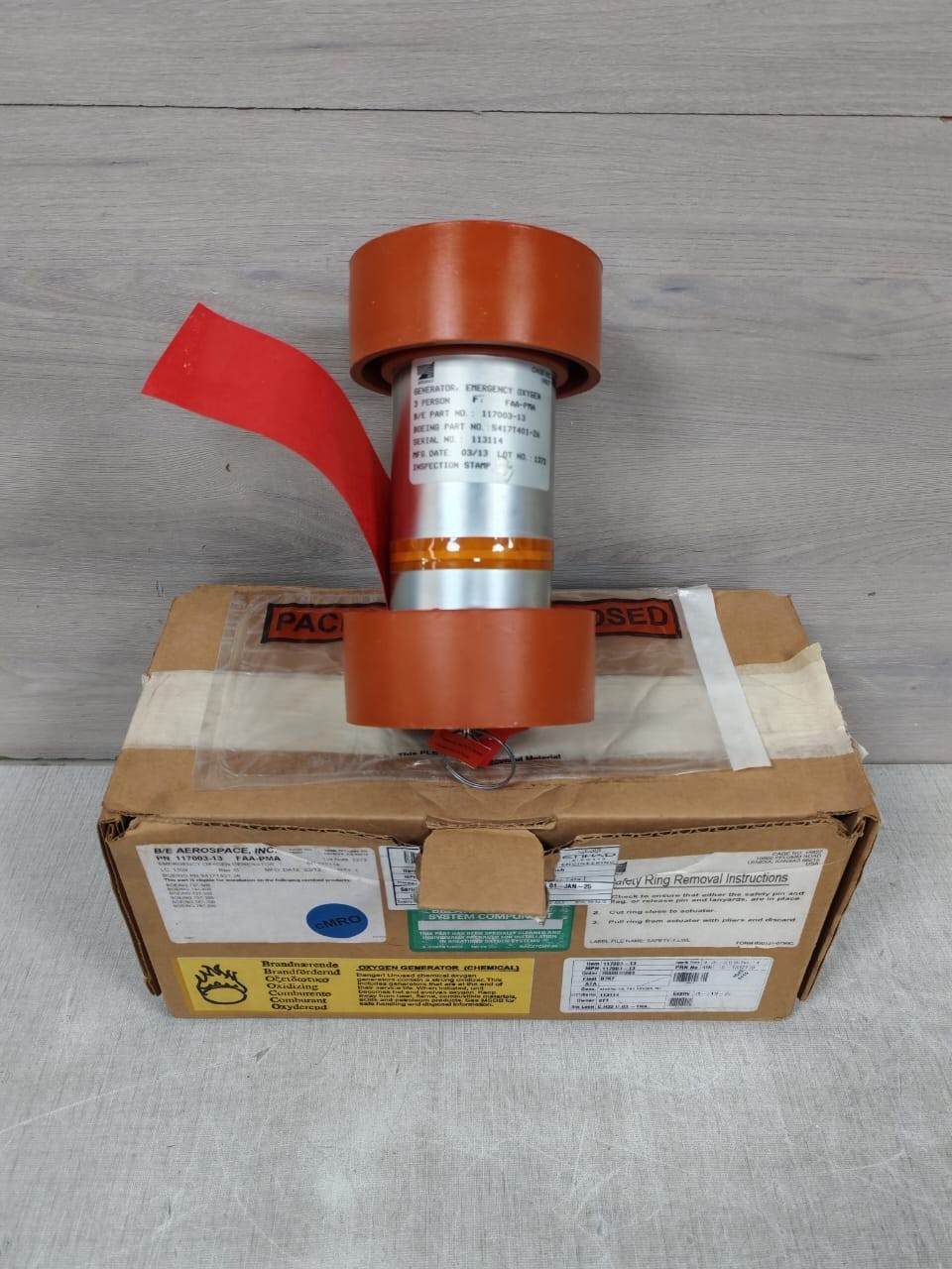 B/E AEROSPACE 117003-13 EMERGENCY GENERATOR CAGE NO.16827 FAA-PMA