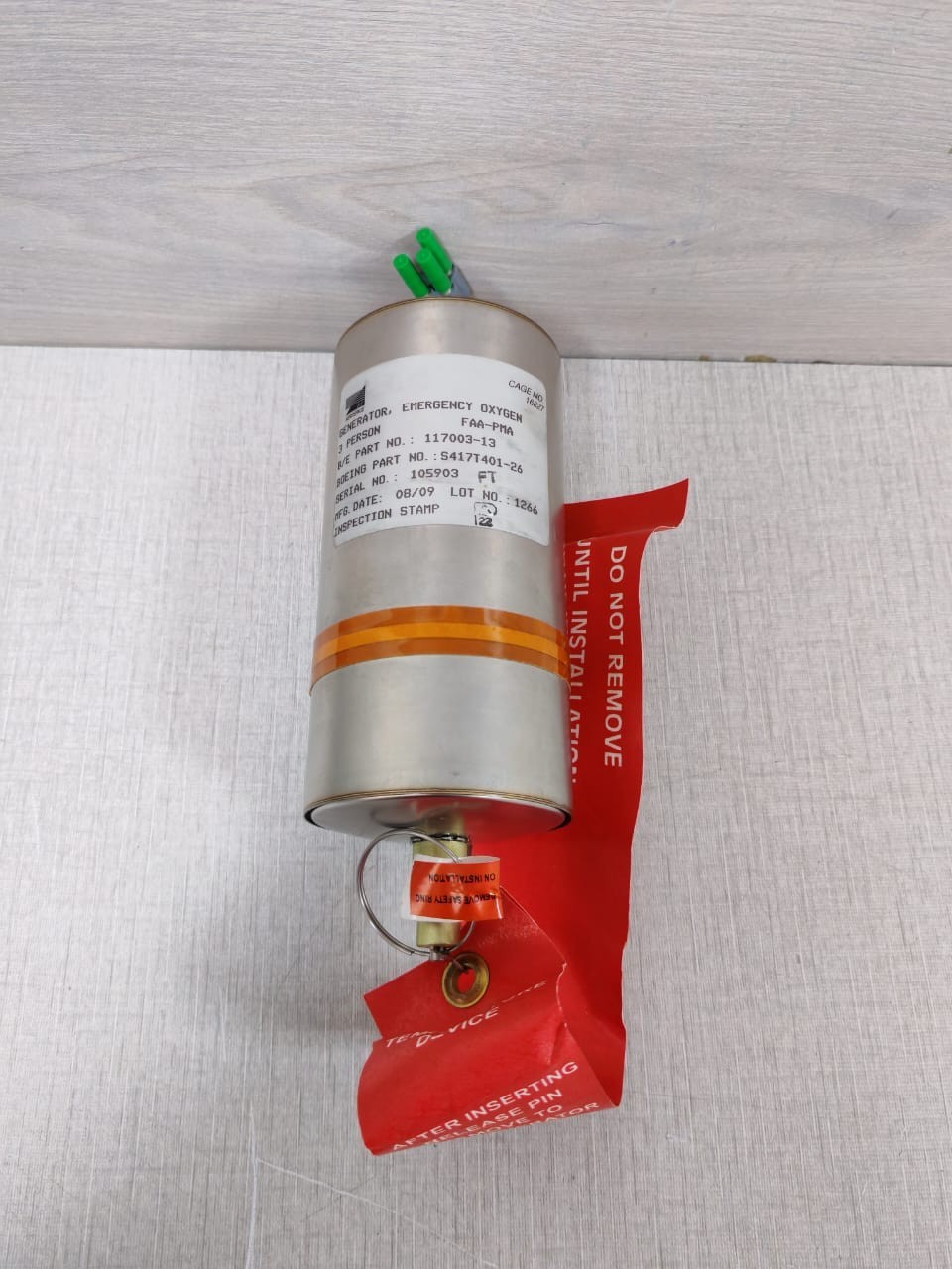 B/E AEROSPACE 117003-13 B/E AEROSPACE 117003-13 EMERGENCY GENERATOR CAGE NO.16827 FAA-PMA 9
