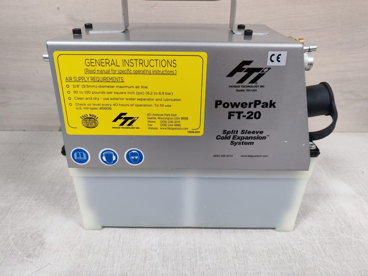 FT-20 FATIGUE TECHNOLOGIES INC. FT-20/ FT-20A POWERPAK HYDRAULIC PUMP 6