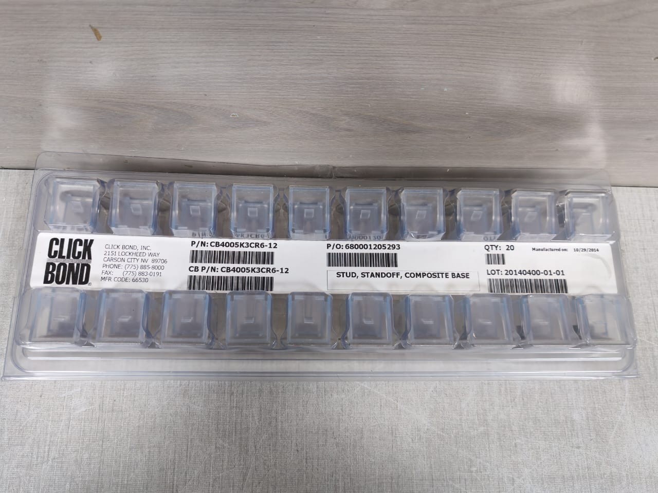 CLICK BOND CB4005K3CR6-12 CLICK BOND CB4005K3CR6-12 STUD, STANDOFF, COMPOSITE BASE 1 PACK 2