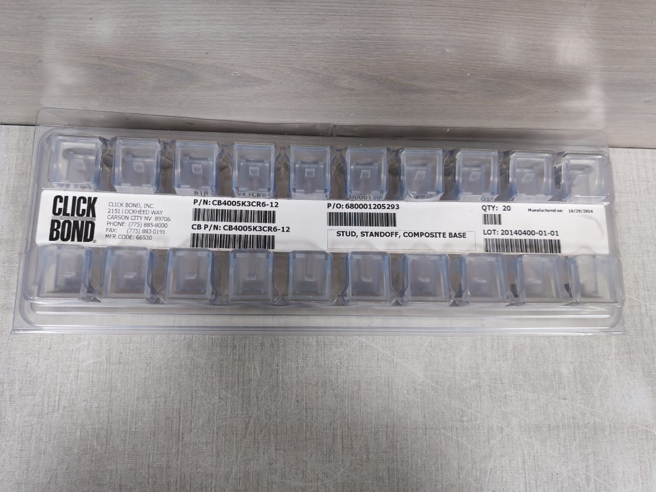 CLICK BOND CB4005K3CR6-12 CLICK BOND CB4005K3CR6-12 STUD, STANDOFF, COMPOSITE BASE 1 PACK 6