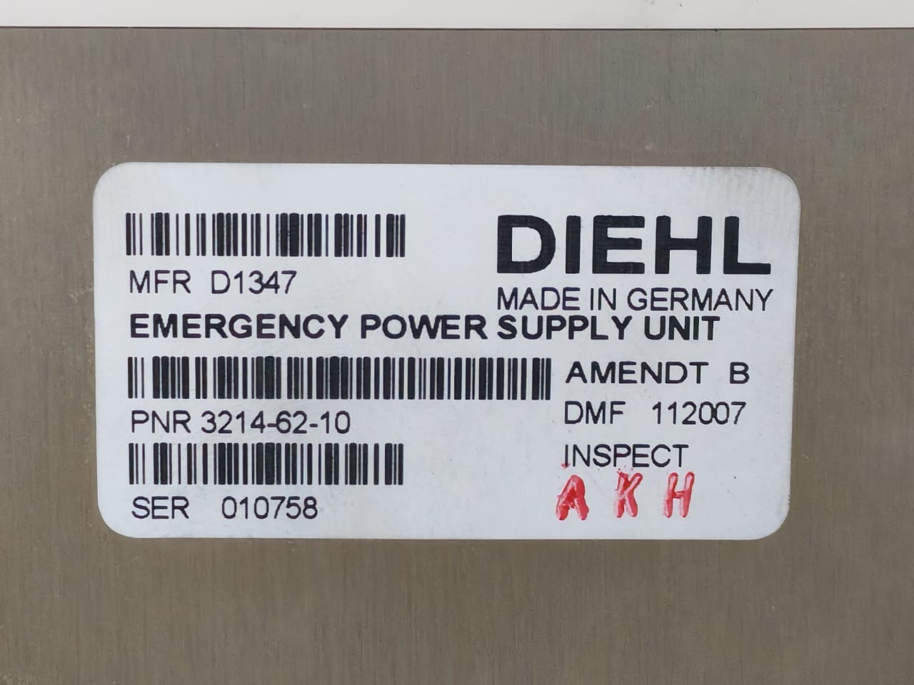 Diehl PNR 3214-62-10v Diehl PNR 3214-62-10 Emergency Power Supply Unit 2