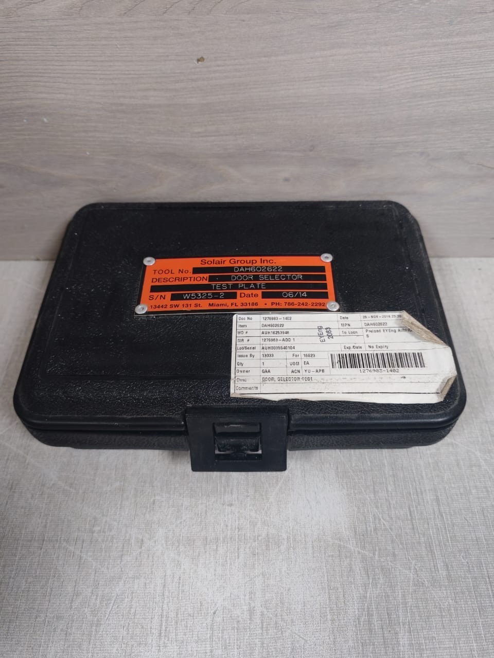 SOLAIR GROUP INC. DAH602622 SOLAIR GROUP INC. DAH602622 DOOR SELECTOR TEST PLATE 9