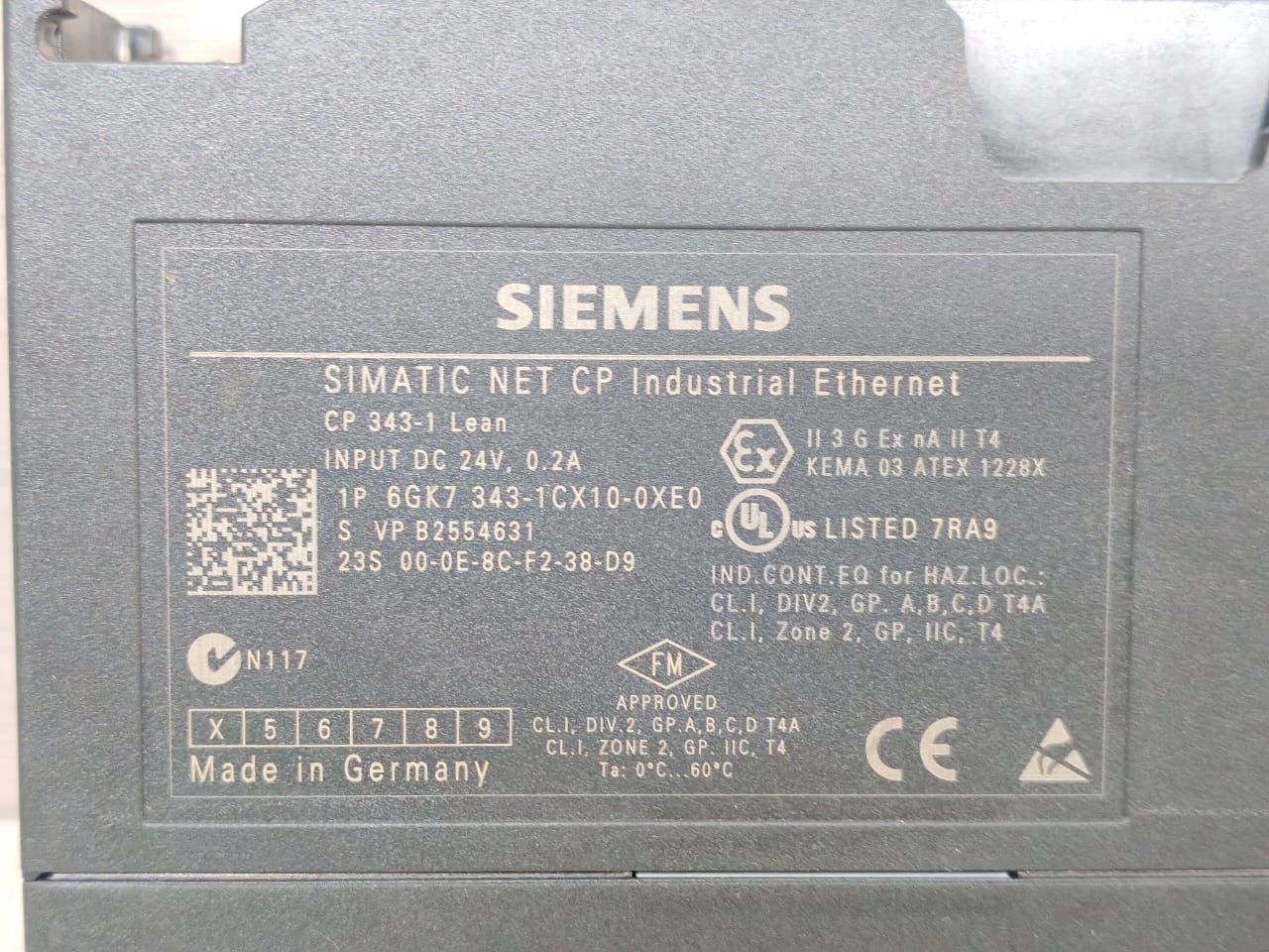 Siemens CP-343-1 SIEMENS 6GK7 343-1CX10-0XE0 CP-343-1 LEAN SIMATIC NET CP INDUSTRIAL ETHERNET 24V 8