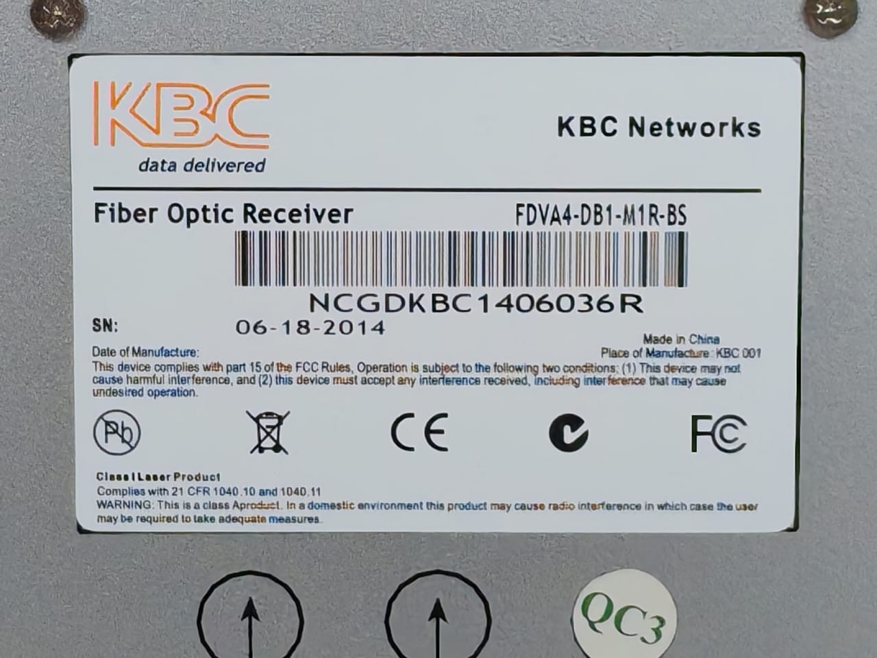 KBC Networks FDVA4-DB1-M1R-BS KBC Networks FDVA4-DB1-M1R-BS Fiber Optic Receiver 6