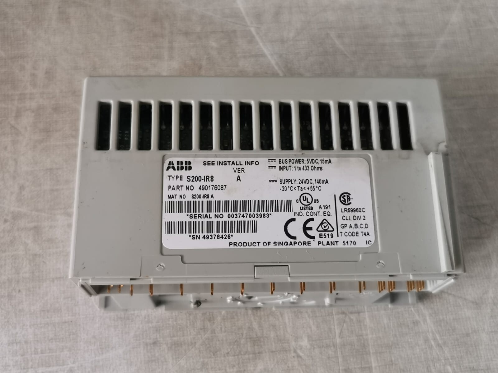 ABB S200-IR8 ABB S200-IR8 & S200-TB3 / 3 Wire RTD Input 8 Channel 9