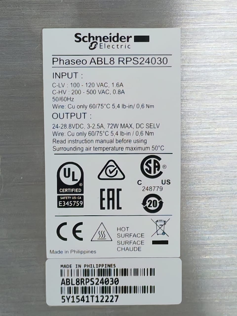 Schneider Electric RPS24030 Schneider Electric ABL8 RPS24030 Regulated Switching Power Supply 5