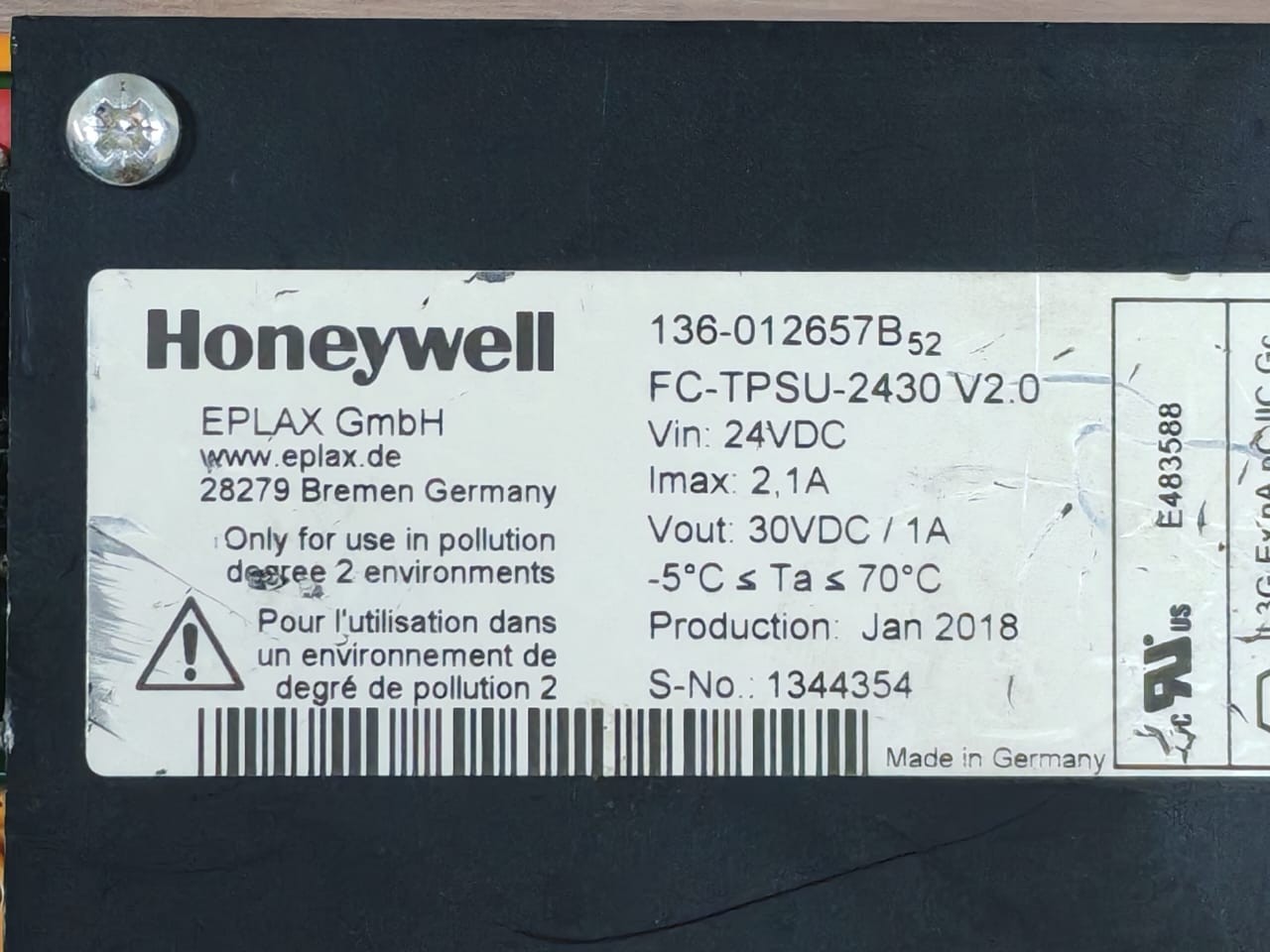 Honeywell TPSU-2430 Honeywell FC-TPSU-2430 V2.0 Power Supply Converter 136-012657B 3