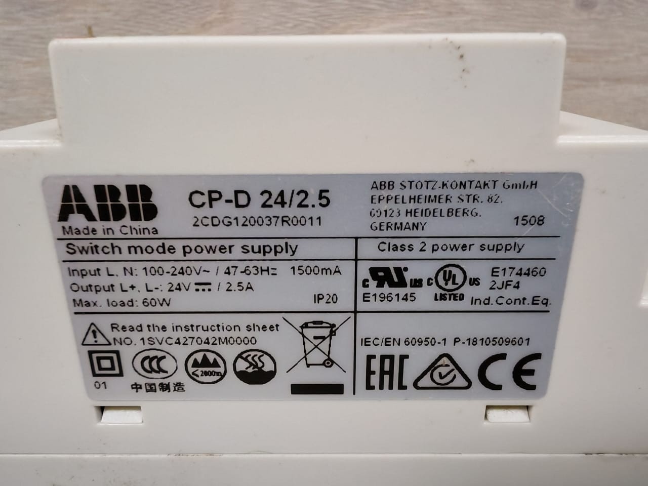 ABB 2CDG120037R0011 ABB CP-D 24/2.5 2CDG120037R0011 SWITCHING POWER SUPPLY - PROVEN 5