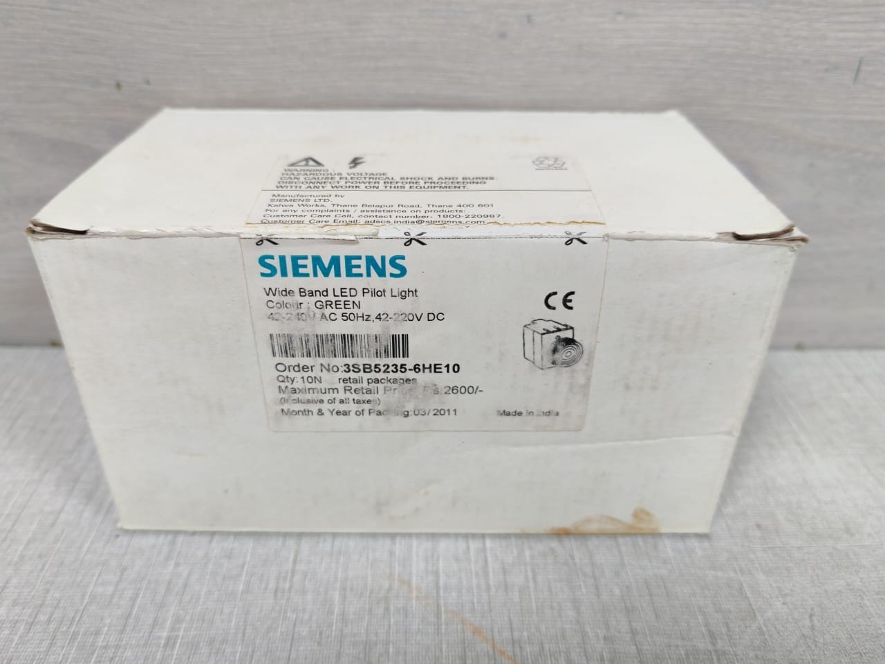 Siemens 3SB5235-6HE10 SIEMENS 3SB5235-6HE10 GREEN BROADBAND LED PILOT LIGHT (1 BOX 9 PCS) 7