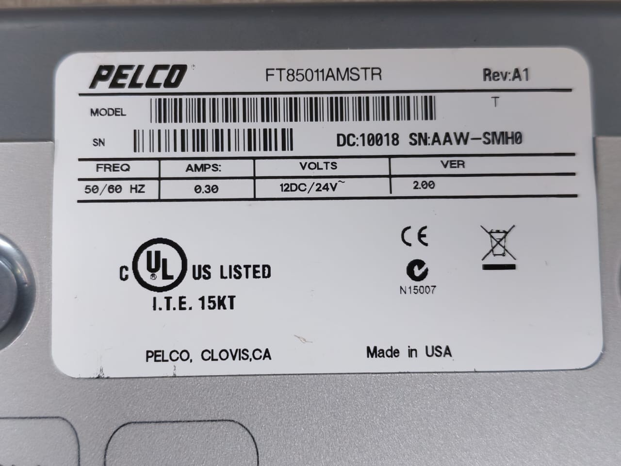 Pelco FT85011AMSTR Pelco FT85011AMSTR Rev.A1 1-Channel Video TX with BI Directional Data - o 5