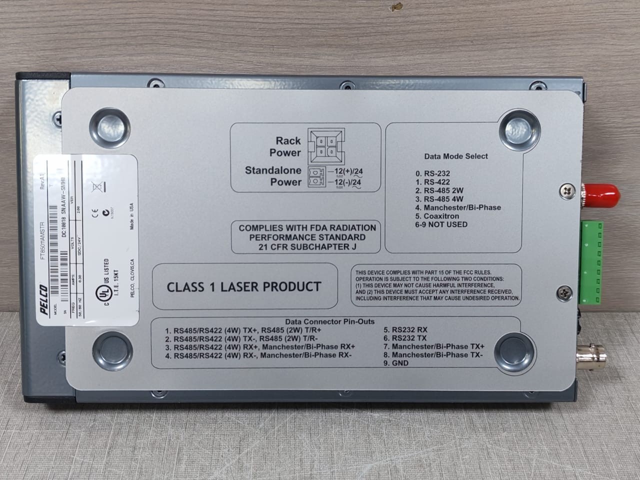 Pelco FT85011AMSTR Pelco FT85011AMSTR Rev.A1 1-Channel Video TX with BI Directional Data - o 6