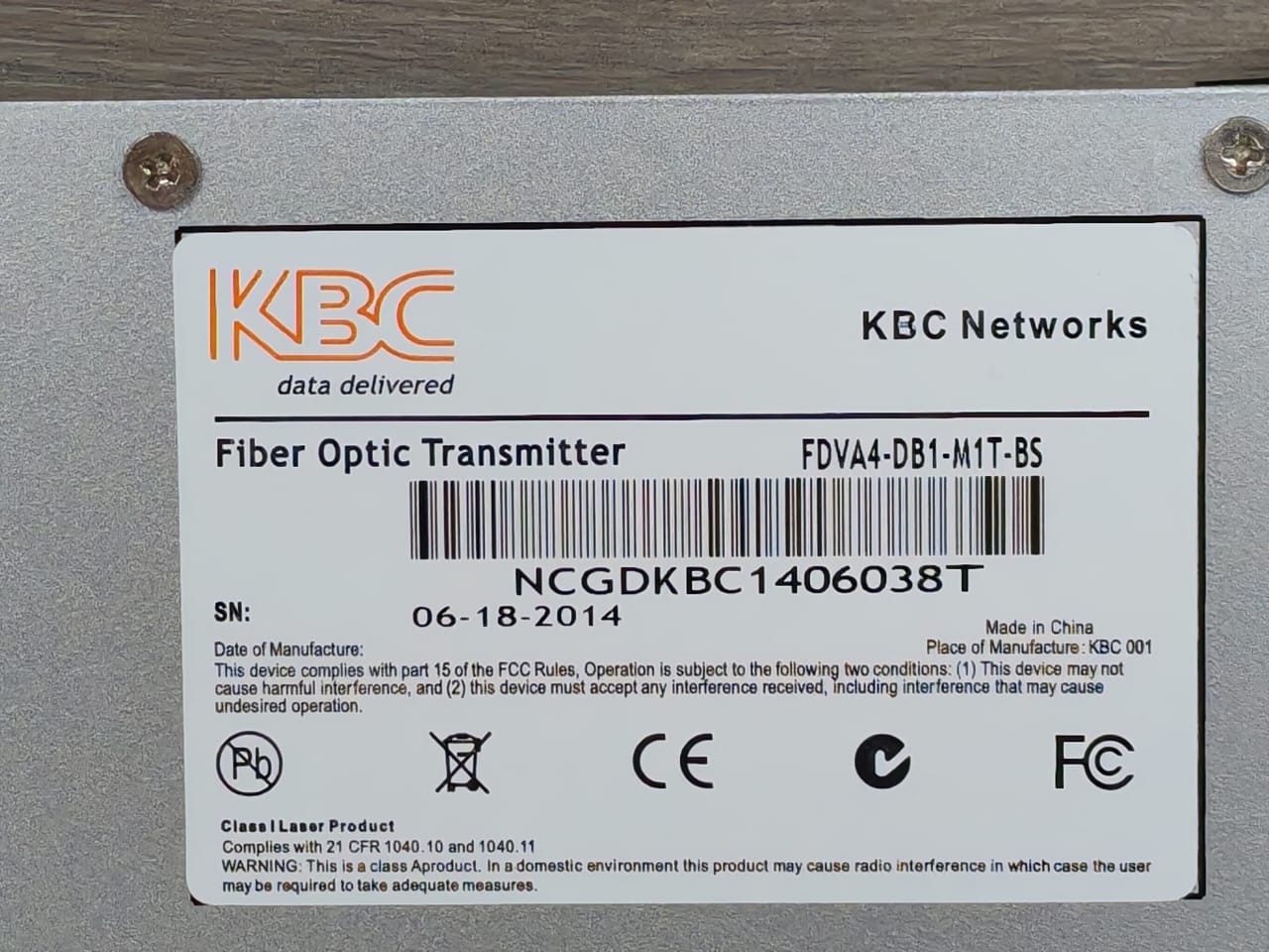 KBC Networks FDVA4-DB1-M1T-BS KBC Networks FDVA4-DB1-M1T-BS Fiber Optic Transmitter 3