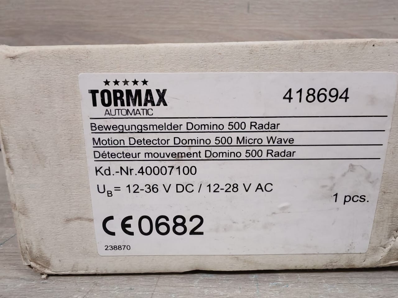 TORMAX 418694 TORMAX AUTOMATIC 418694 MOTION DETECTOR 7